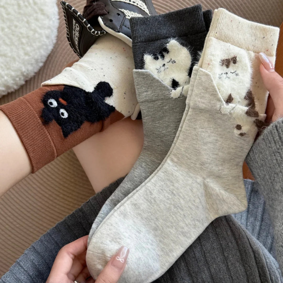Peeking Cat Crew Socks