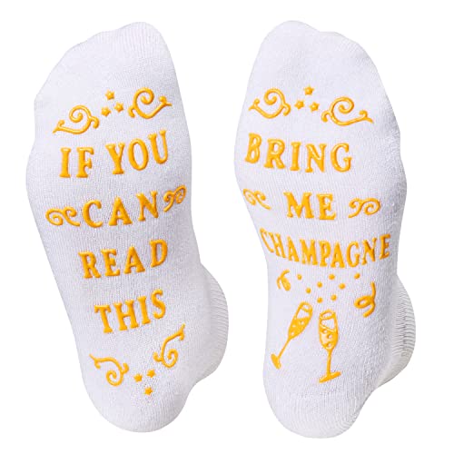 Champagne Lover Gift Unique Champagne Socks Funny Champagne Gift for Men Women White Socks, Ideal Gifts for Drinkers