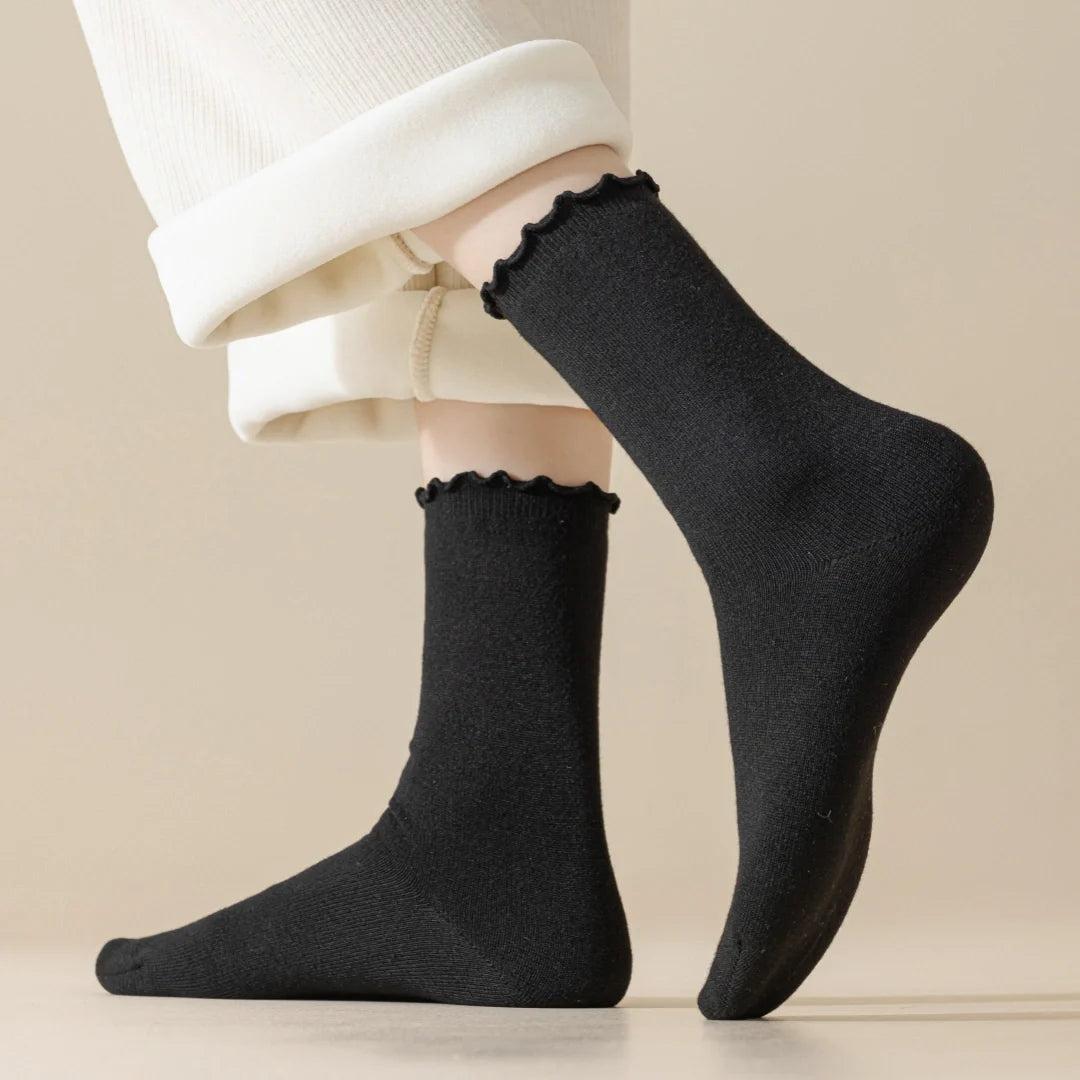 Wool Blend Ruffle-Top Crew