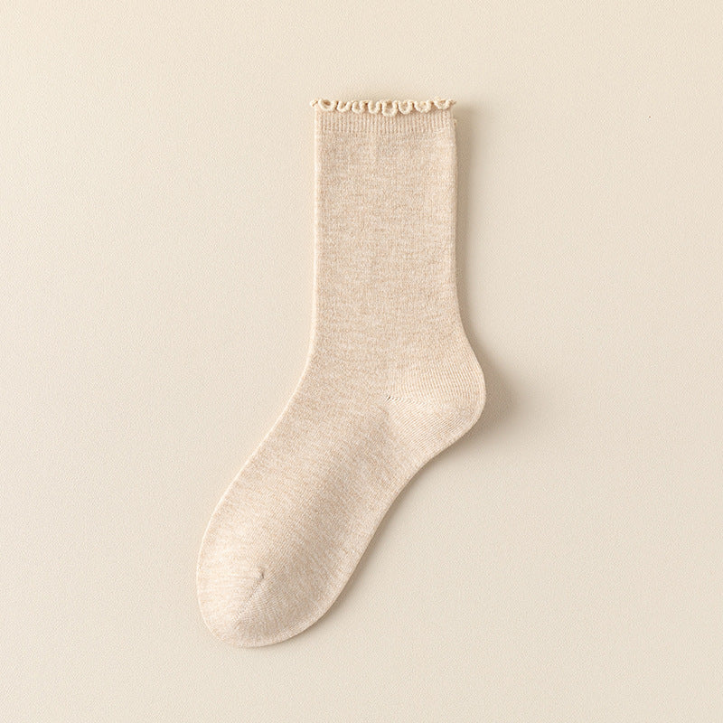 Wool Blend Ruffle-Top Crew