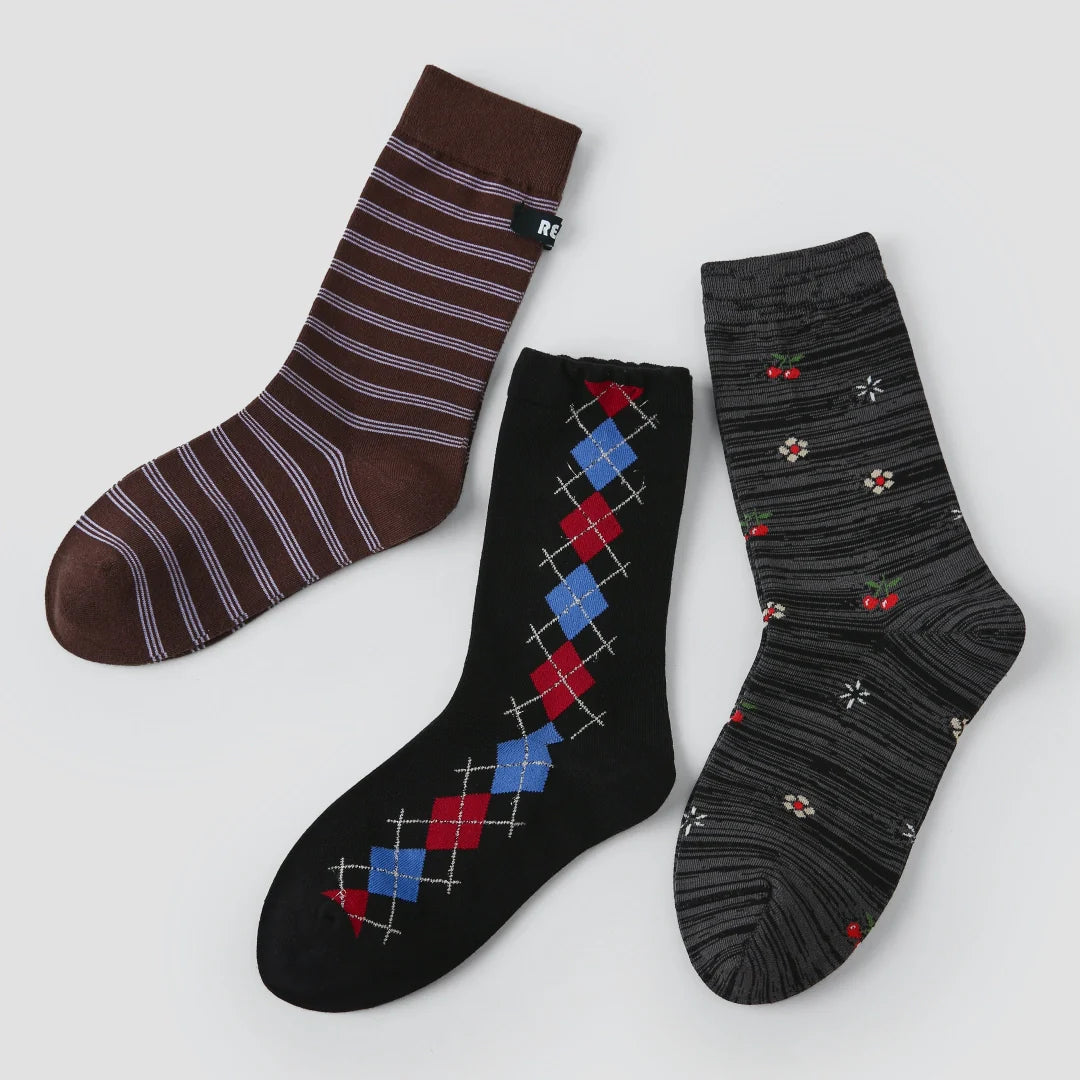 Modern Preppy Patterned Crew 3-Pack