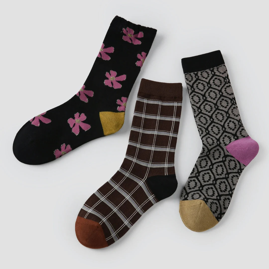 Retro Mod Floral & Plaid Geometric 3-Pack