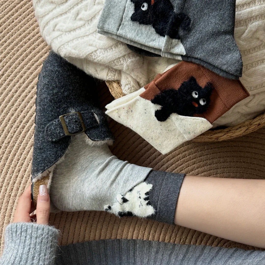 Peeking Cat Crew Socks