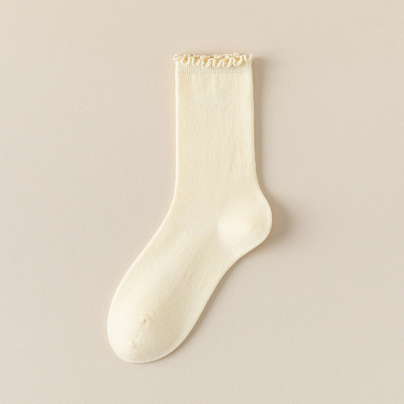 Wool Blend Ruffle-Top Crew