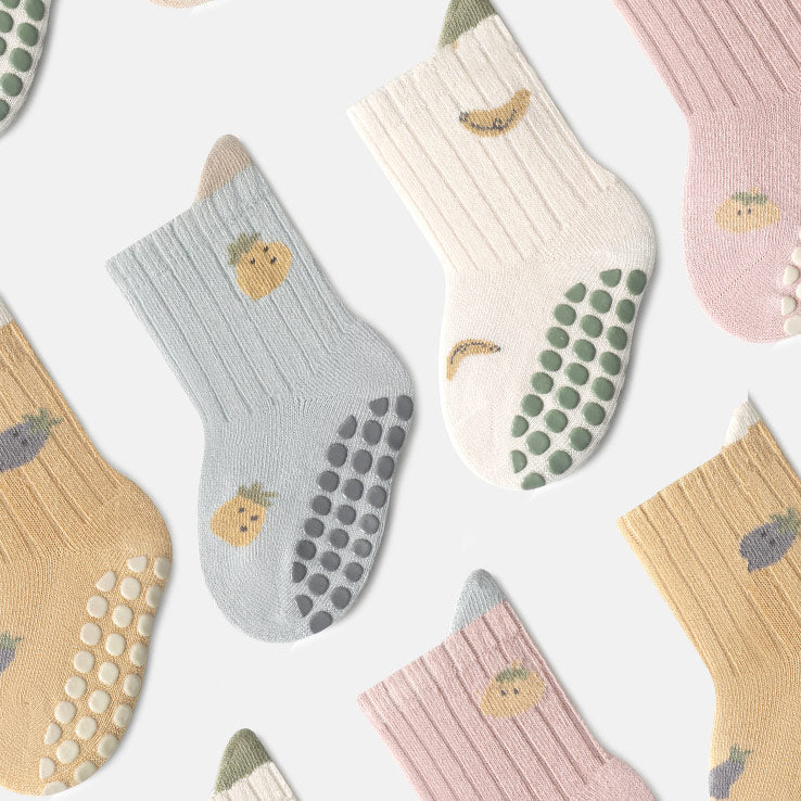 Fruit Salad- 4 Pairs of Stay-On Baby & Toddler Non-Slip Socks