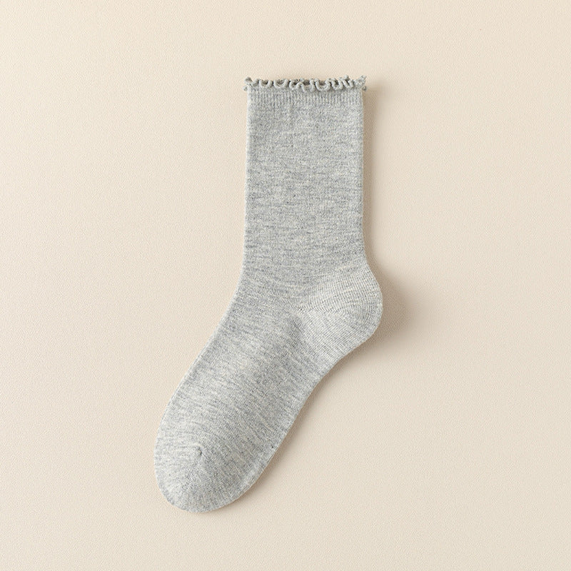 Wool Blend Ruffle-Top Crew