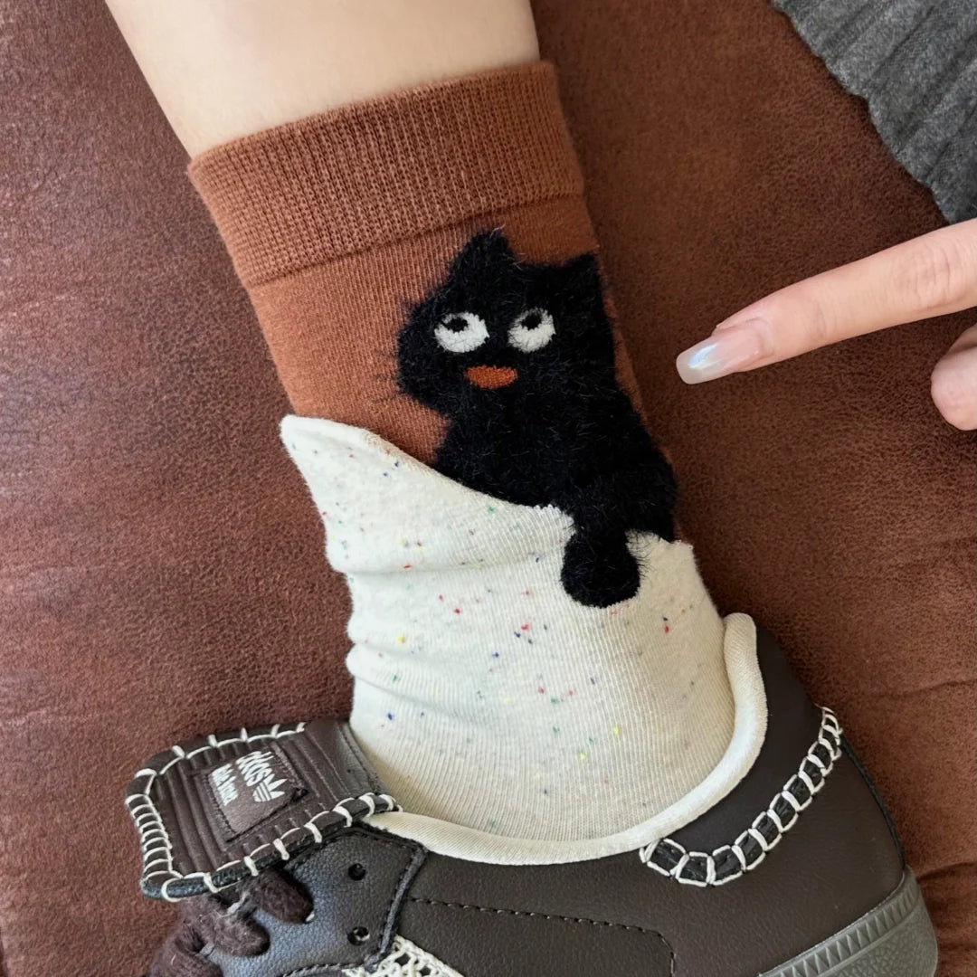 Peeking Cat Crew Socks