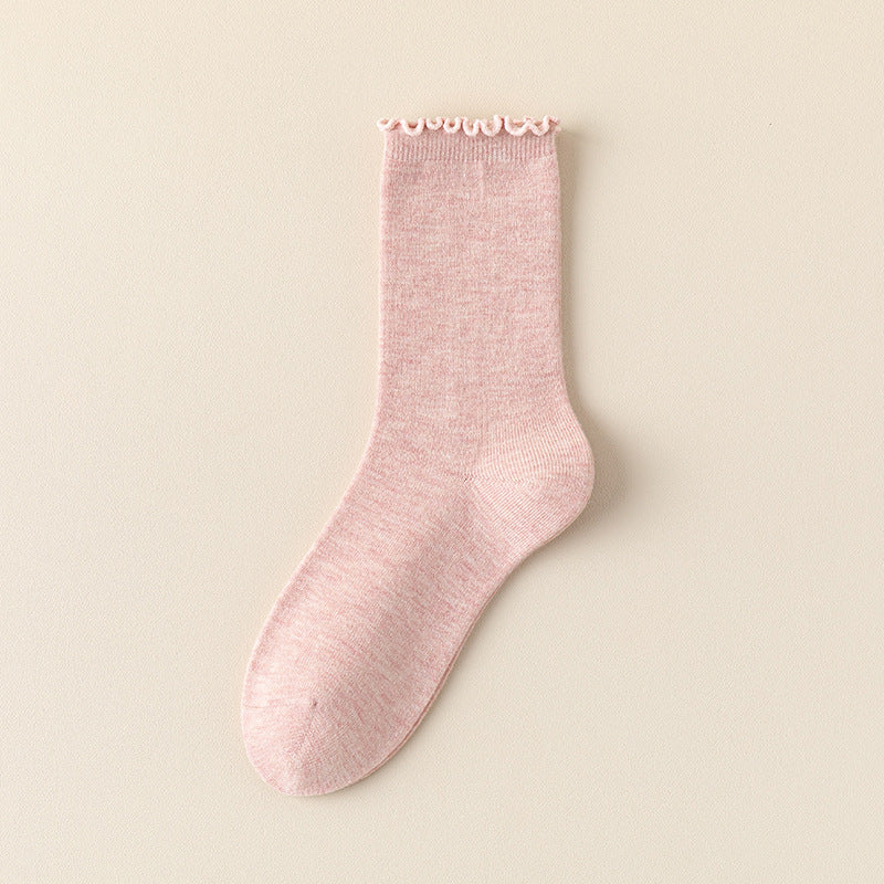 Wool Blend Ruffle-Top Crew