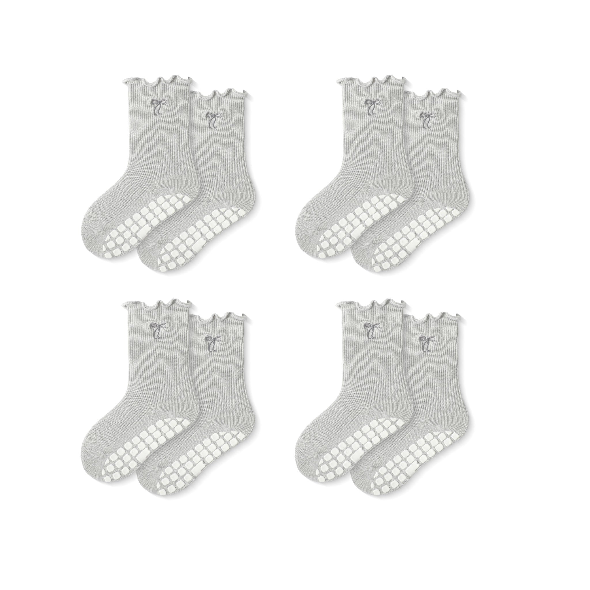 New- My Girl - 4 Pairs of Stay-On Baby & Toddler Non-Slip Socks- Grey