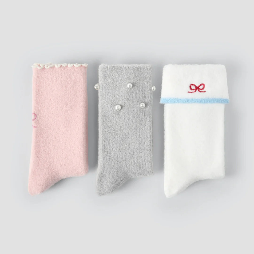 Bow & Pearl Plush Fuzzy 3-Pack