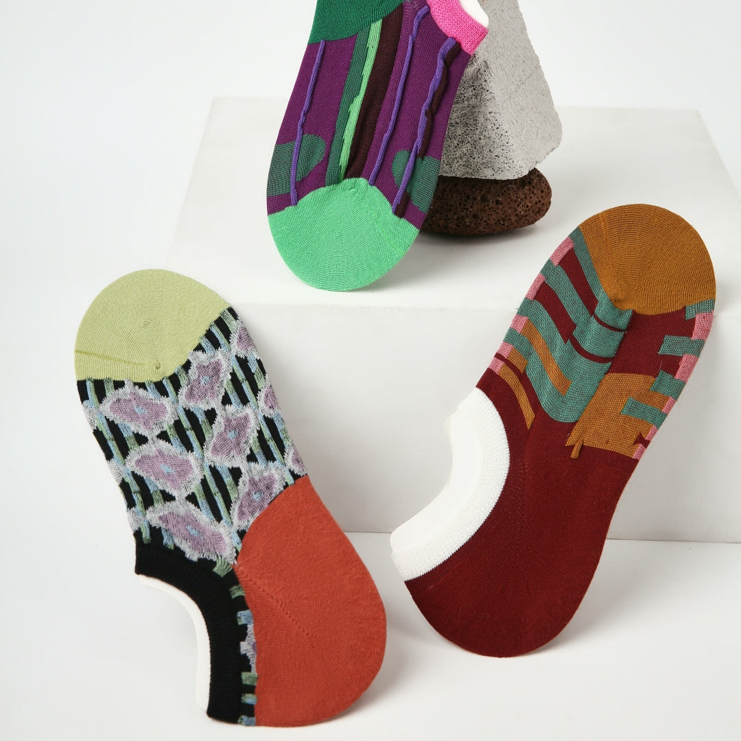 Abstract No-Show Socks 3-Pack