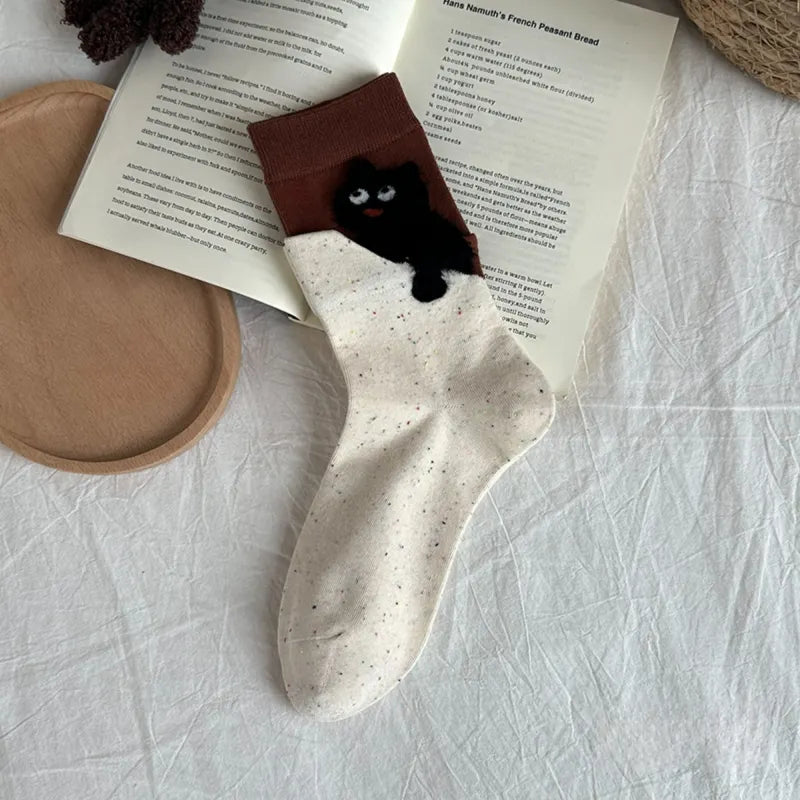 Peeking Cat Crew Socks