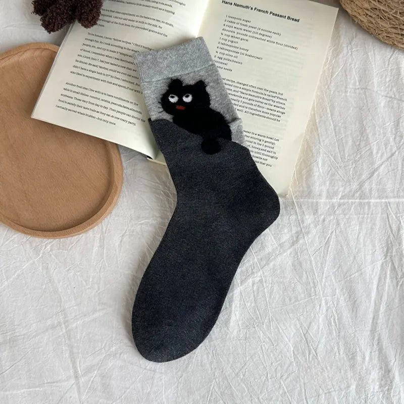 Peeking Cat Crew Socks