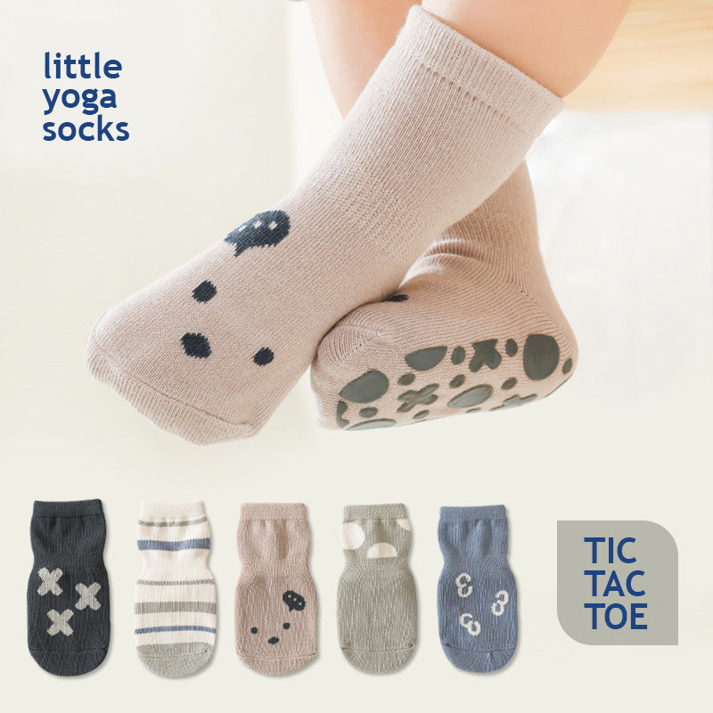 Tic Tac Toe- Stay-On Baby & Toddler Non-Slip Socks, 5 Pairs