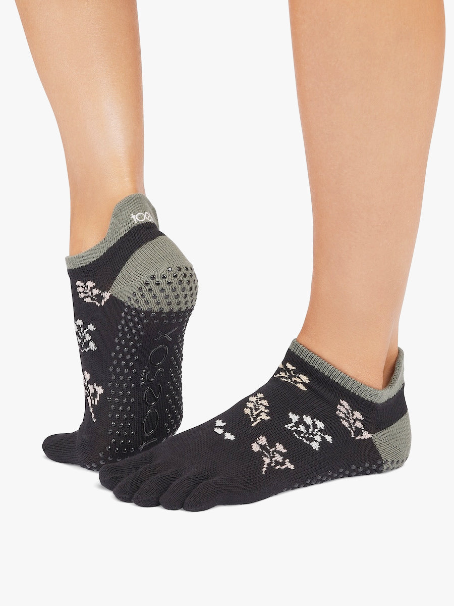 ToeSox Full Toe Low Rise Grip Socks - Petal