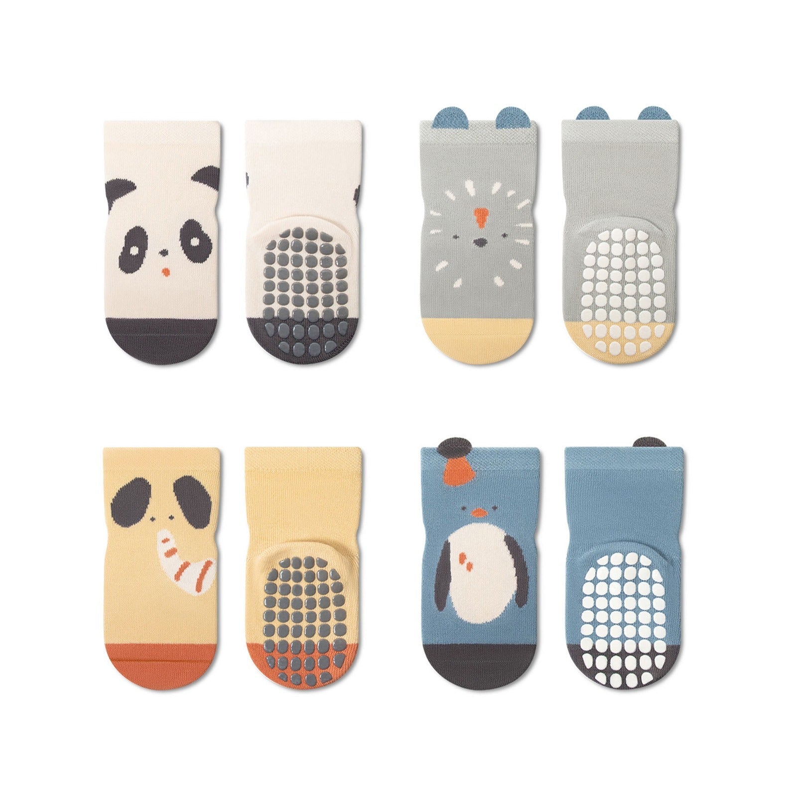 New- Animal Assembly- 4 Pairs of Stay-On Baby & Toddler Non-Slip Socks