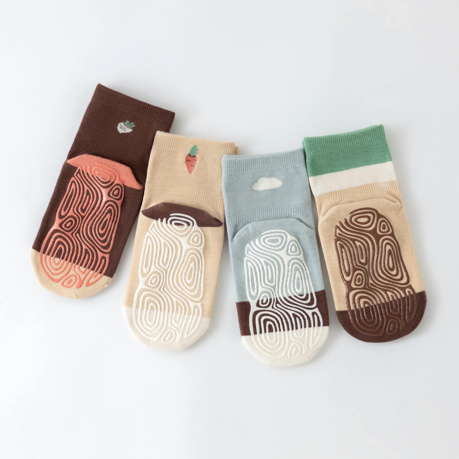 New- Rabbit & Mole- 4 Pairs of Stay-On Baby & Toddler Non-Slip Socks