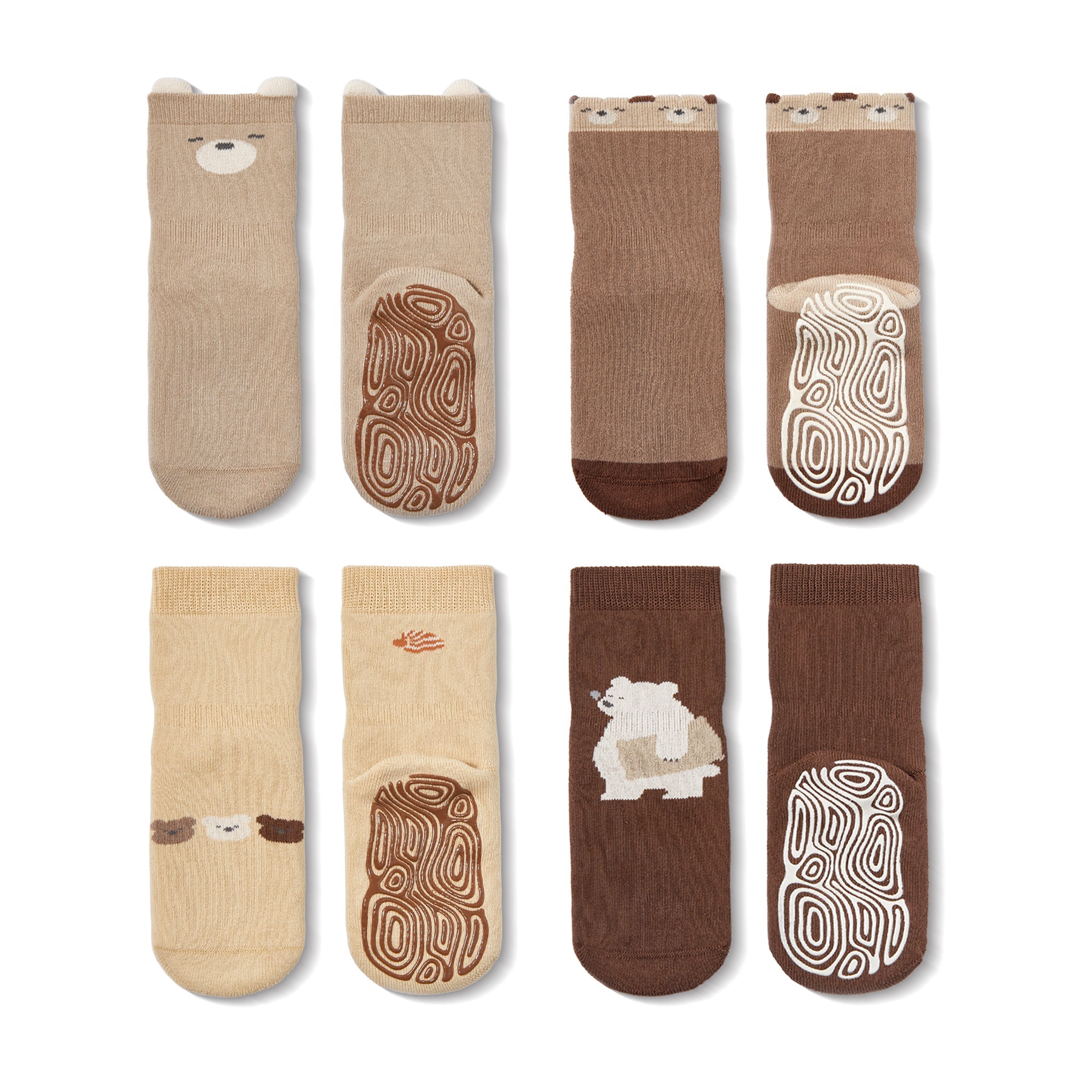 New- Where Is Bear’s Sleeping Cap - Extra Warm - 4 Pairs of Baby/Toddler Non-Slip Mid-Calf Socks + E-Book