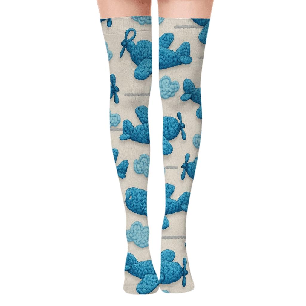 Sky Loom Airplane Knit Illusion Over-the-Knee Socks
