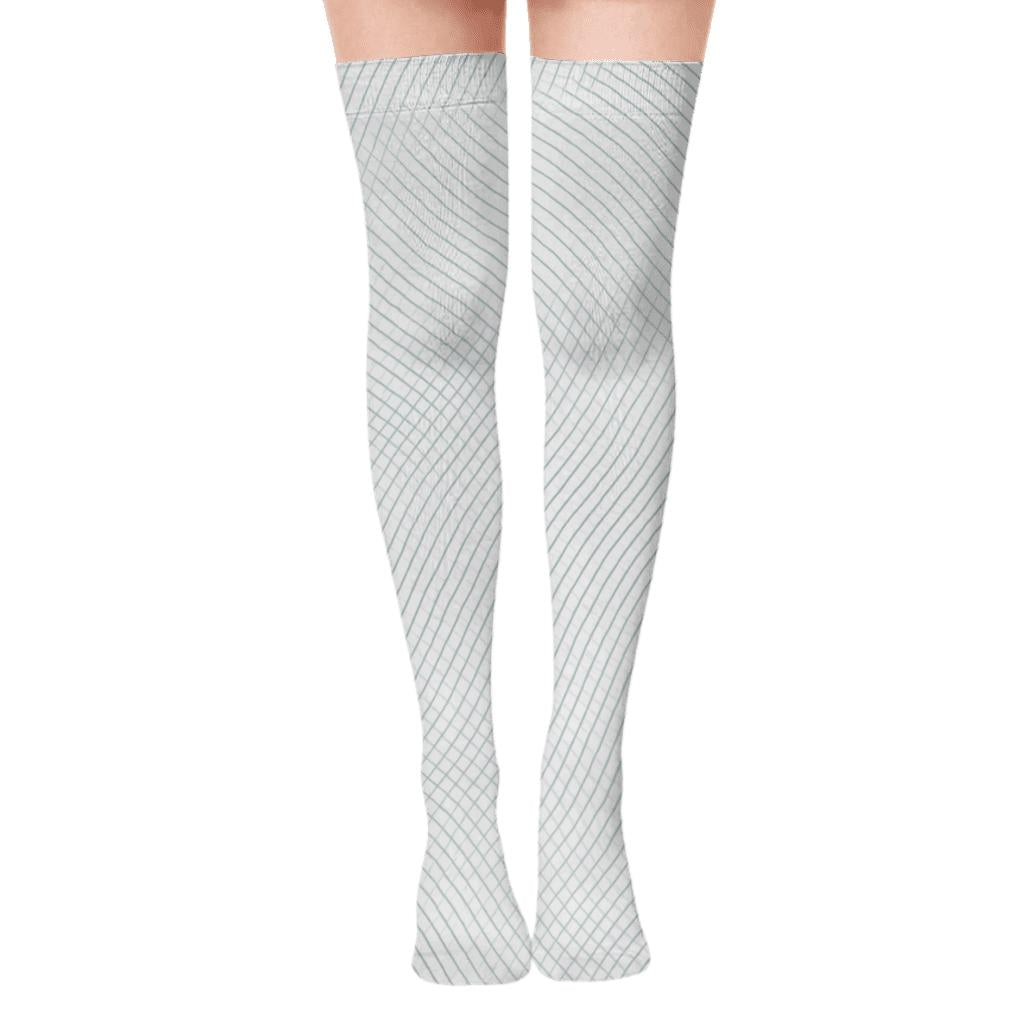 Quiet Moire Stripes Over-the-Knee Socks