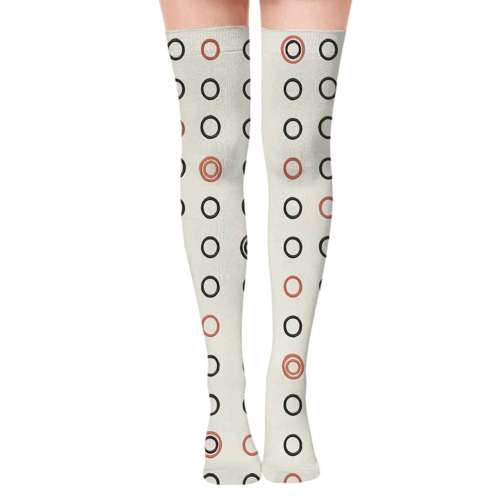 Ring Interval Check Over-the-Knee Socks