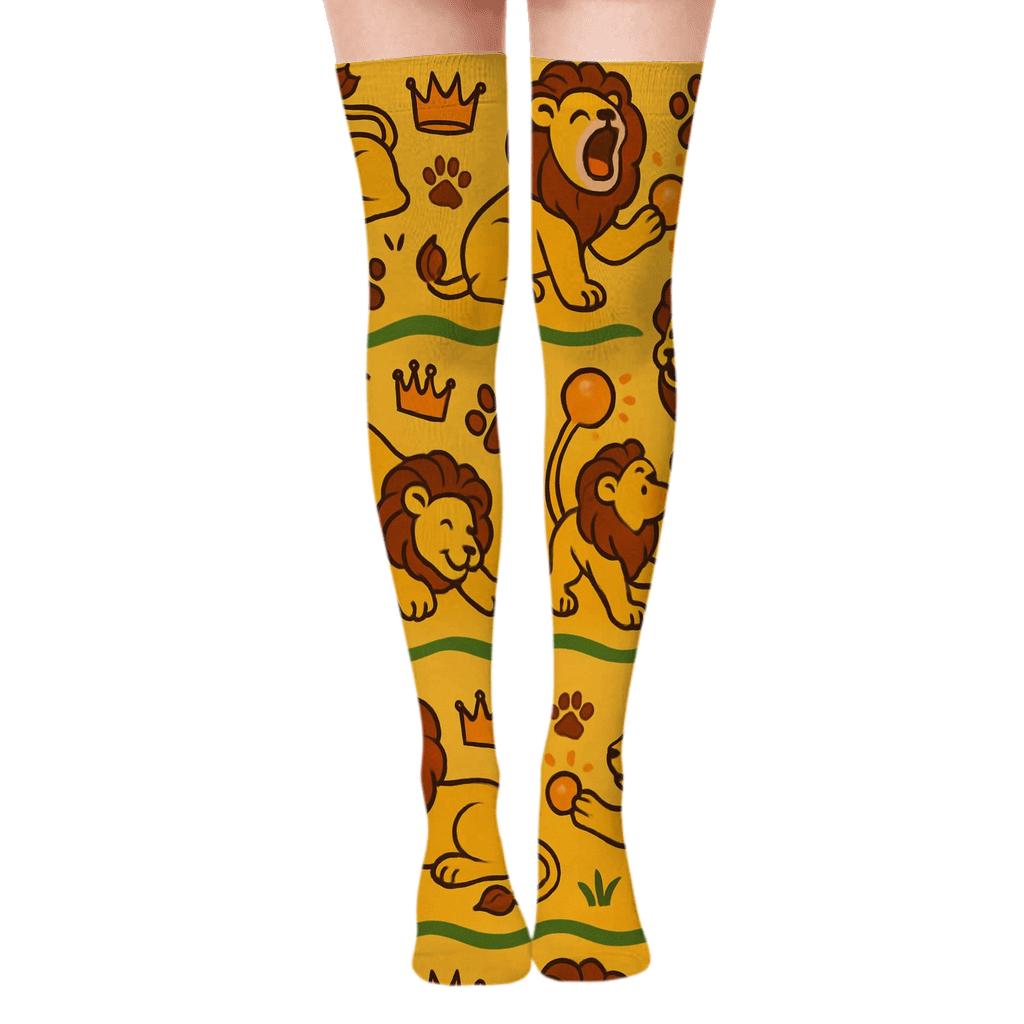 Savanna Parade with Lion in the Repeat Over-the-Knee Socks