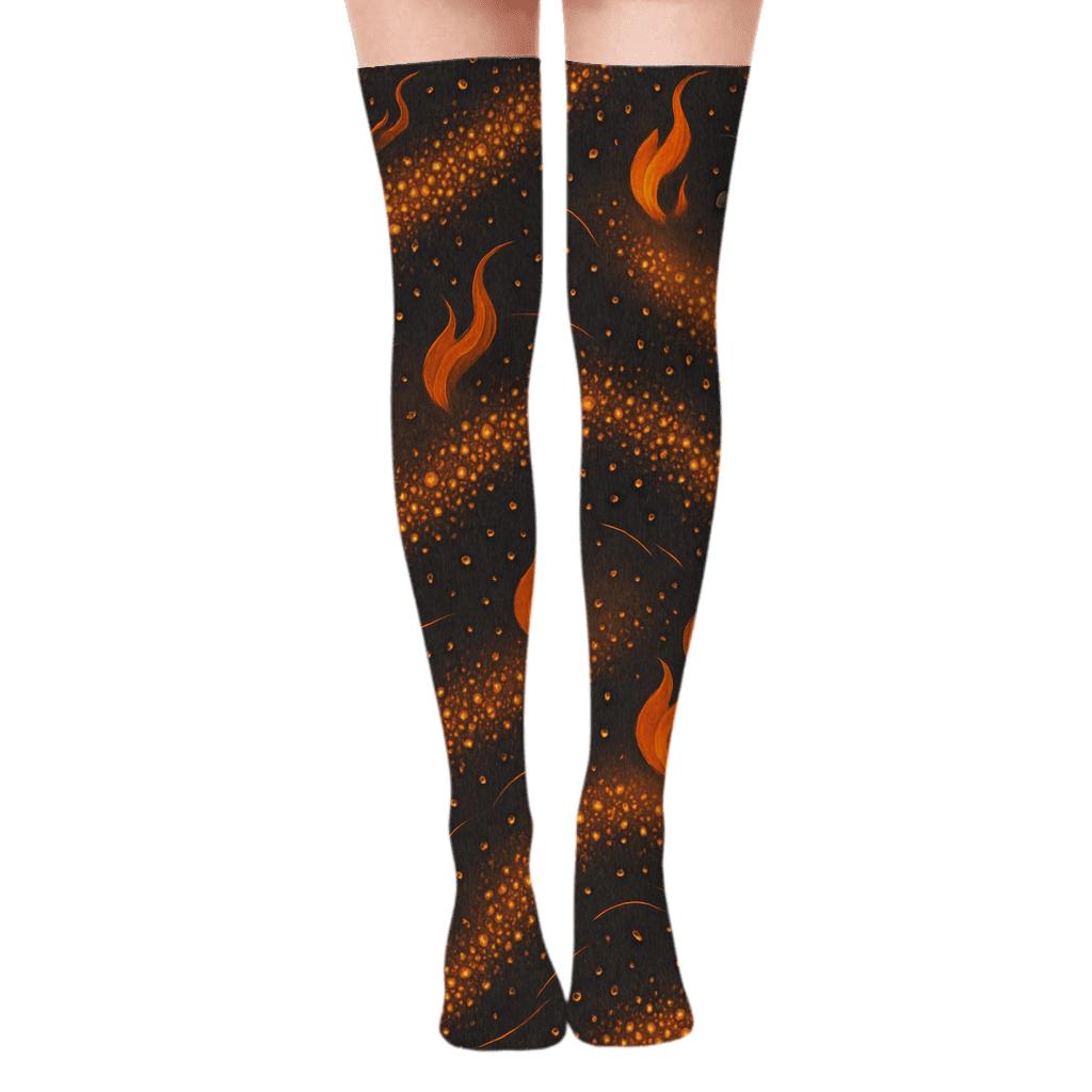 Charcoal-Spirit Spark Wave Over-the-Knee Socks