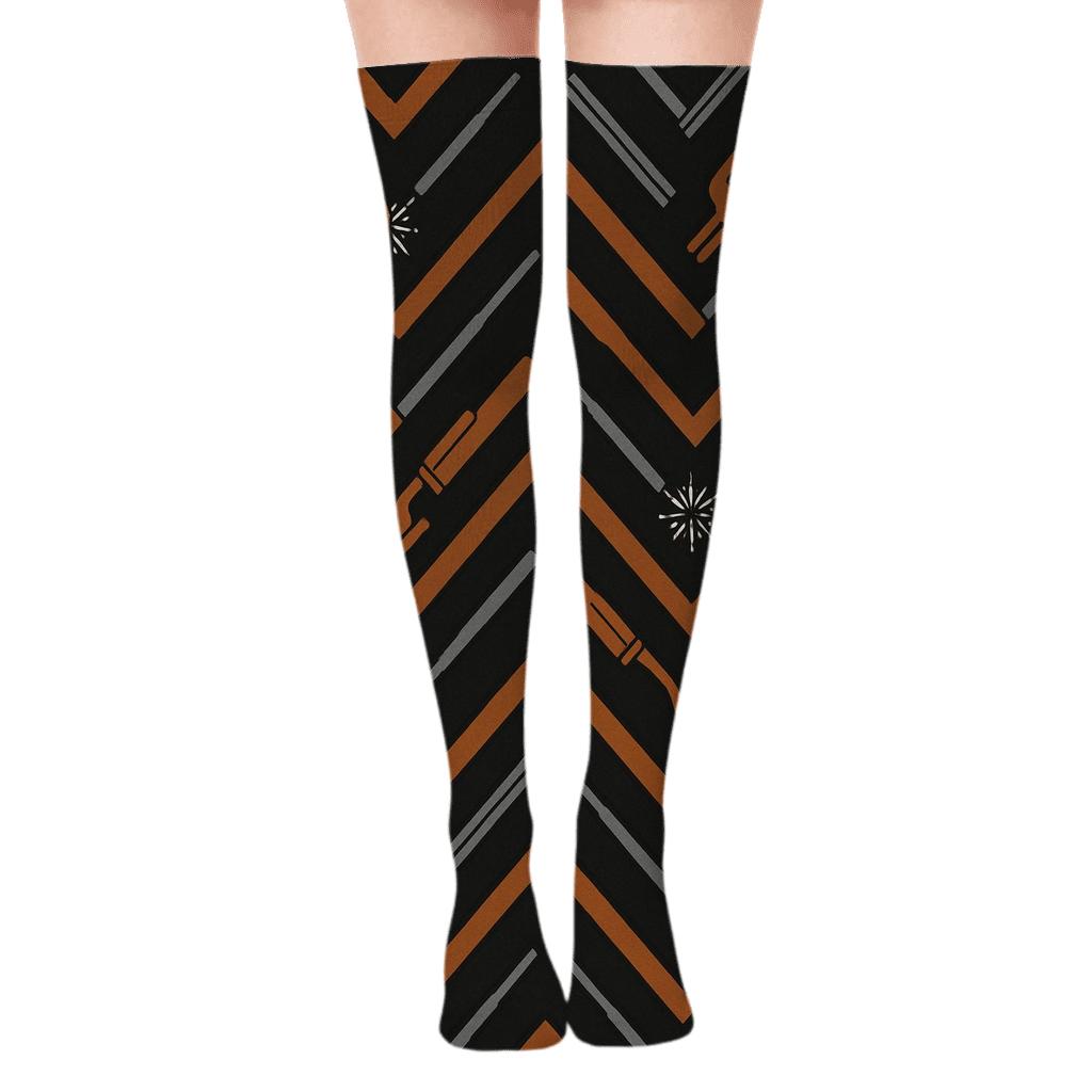 Welding Rod Chevron in Welder Rhythm Over-the-Knee Socks