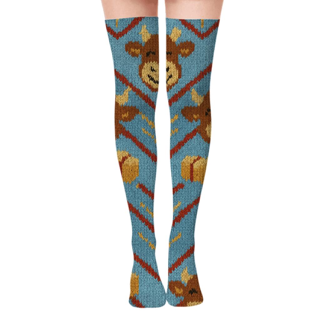Rancher Cattle Chevron Knit Illusion Over-the-Knee Socks