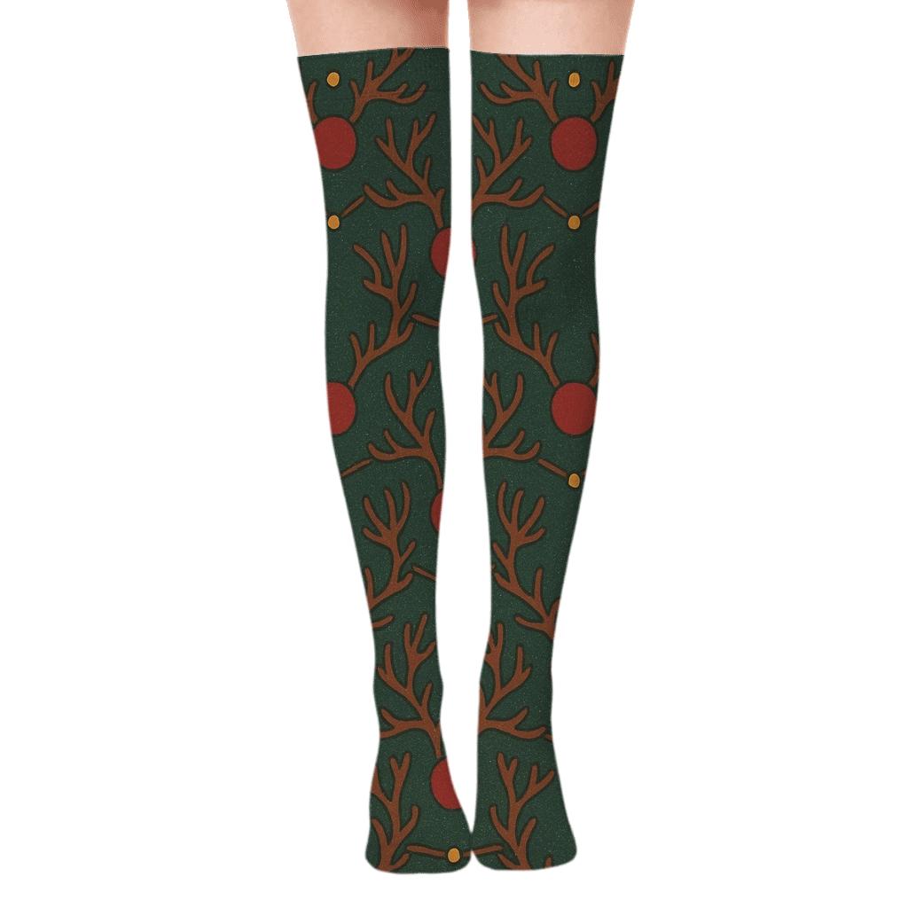 Antler Lattice with Rudolph Glow Over-the-Knee Socks