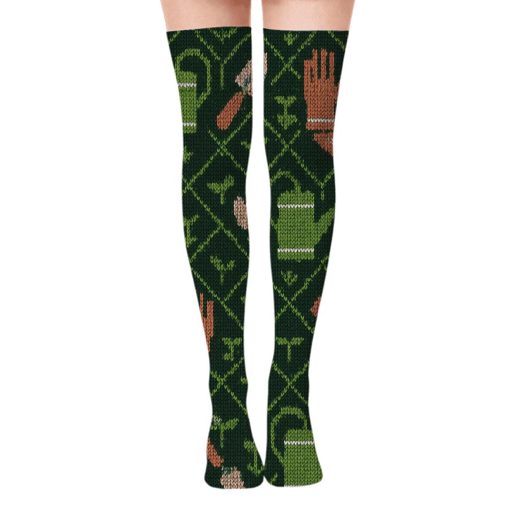 Trellis Knit Gardener Pattern Over-the-Knee Socks