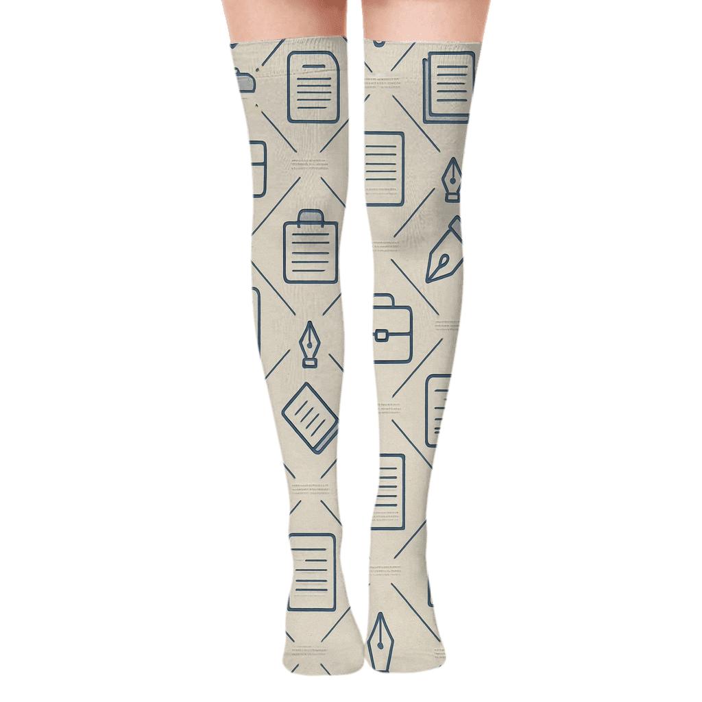 Briefcase Lattice with Paralegal Notes Over-the-Knee Socks