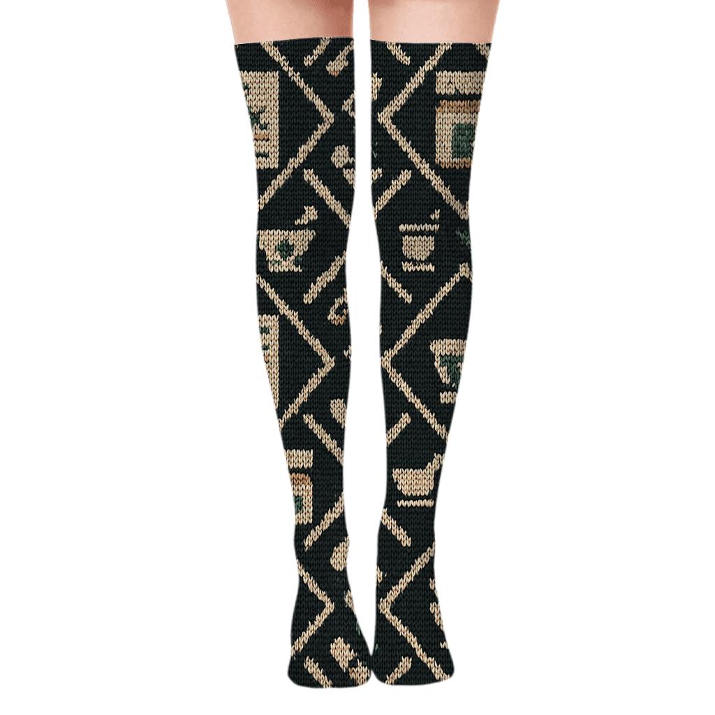 Pharmacist Knitted Label Lattice Over-the-Knee Socks