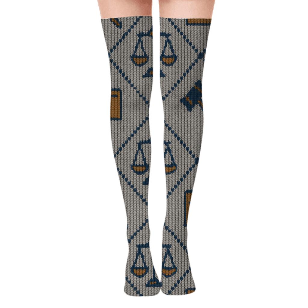 Court clerk Crafted Gavel Lattice Over-the-Knee Socks