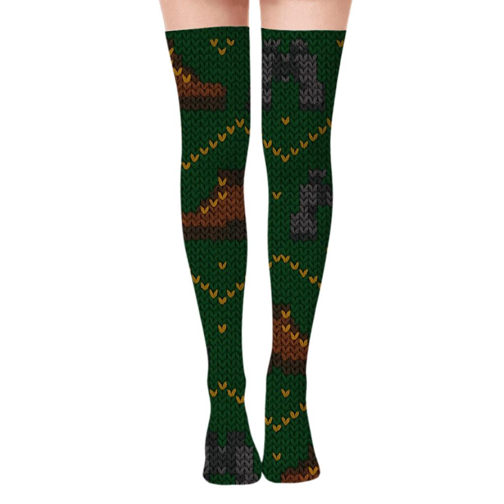 Park ranger Knit Illusion Boot and Binocular Chevron Over-the-Knee Socks