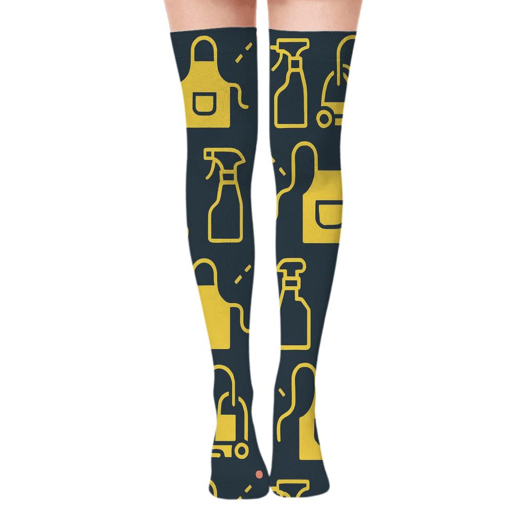 Apron Lattice Pattern with Housekeeper Charm Over-the-Knee Socks