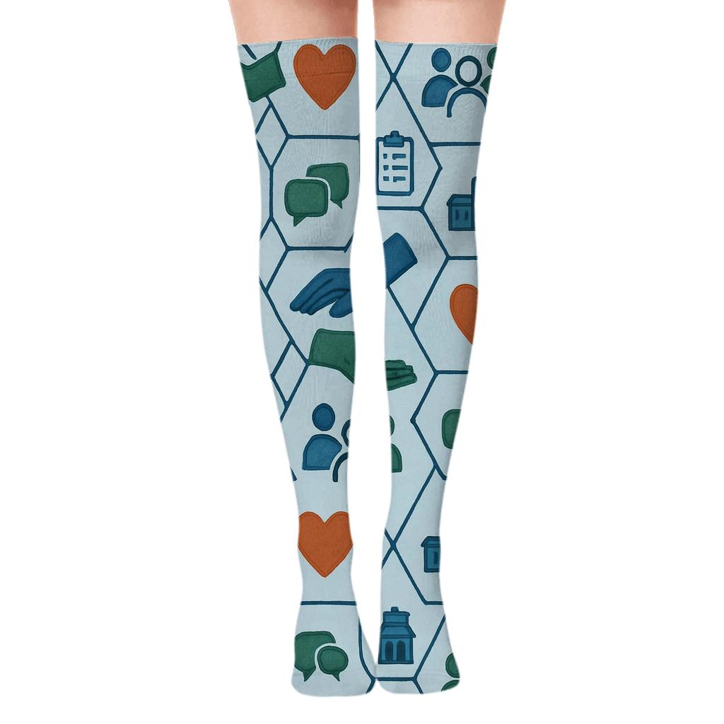 Social worker Support Circles Tessellation Over-the-Knee Socks
