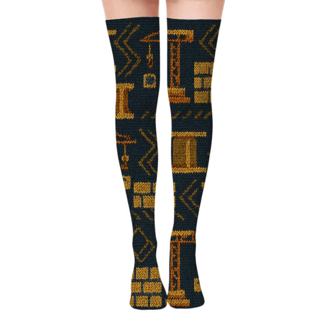 Civil engineer Knitted Illusion Beam Bands Over-the-Knee Socks