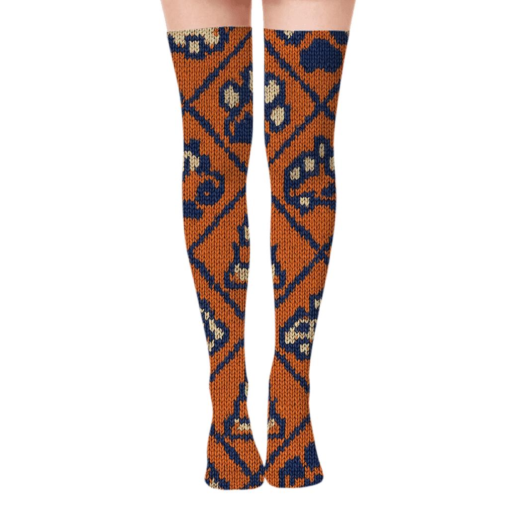 Security guard Knit Illusion Cone and Paw Tessellation Over-the-Knee Socks