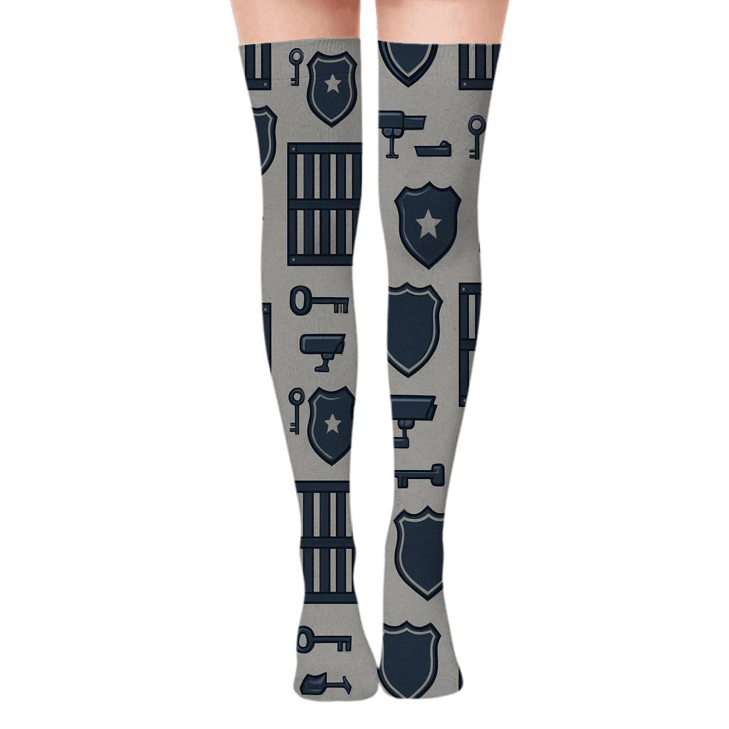 Cell Block Lattice for Prison Officer Over-the-Knee Socks