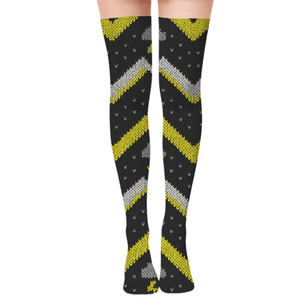 Storm Front Bolt Chevron Knit Over-the-Knee Socks