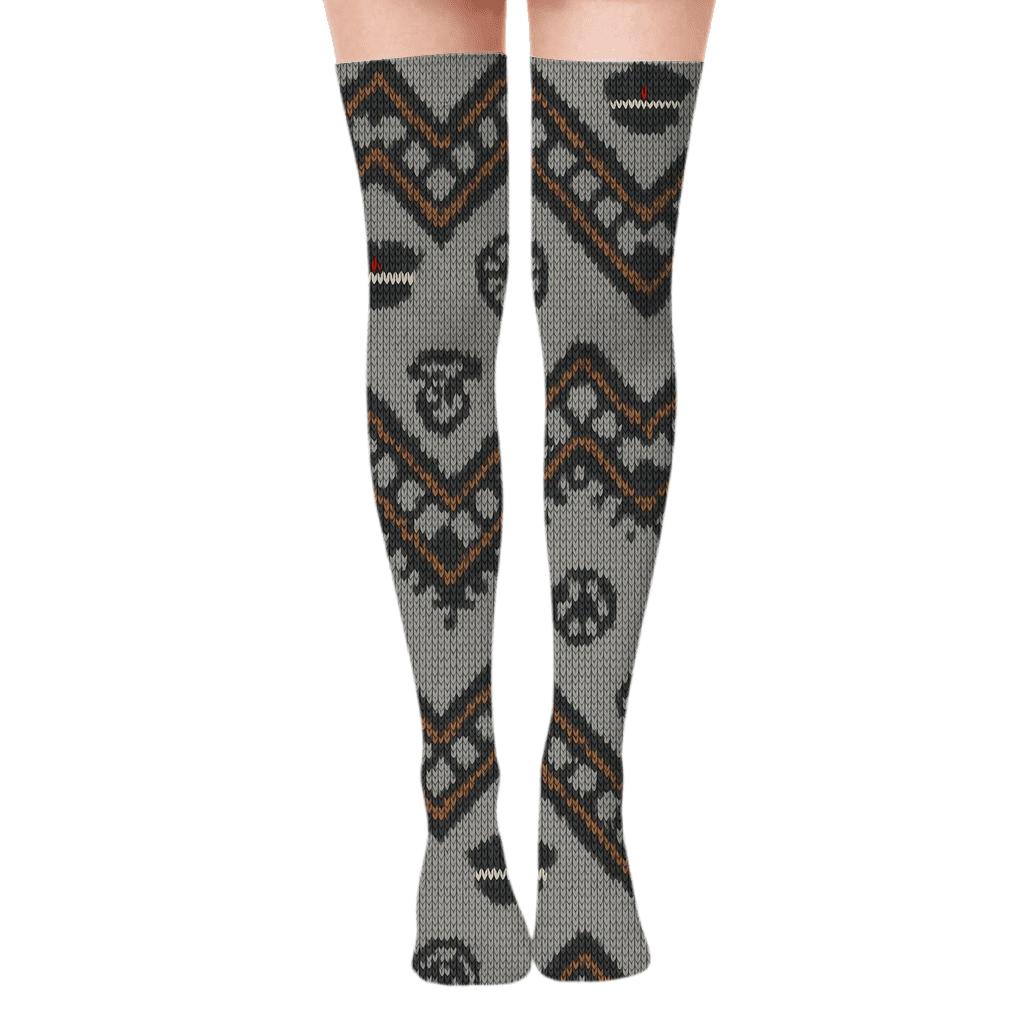 Train conductor Chevron Track Knit Illusion Over-the-Knee Socks