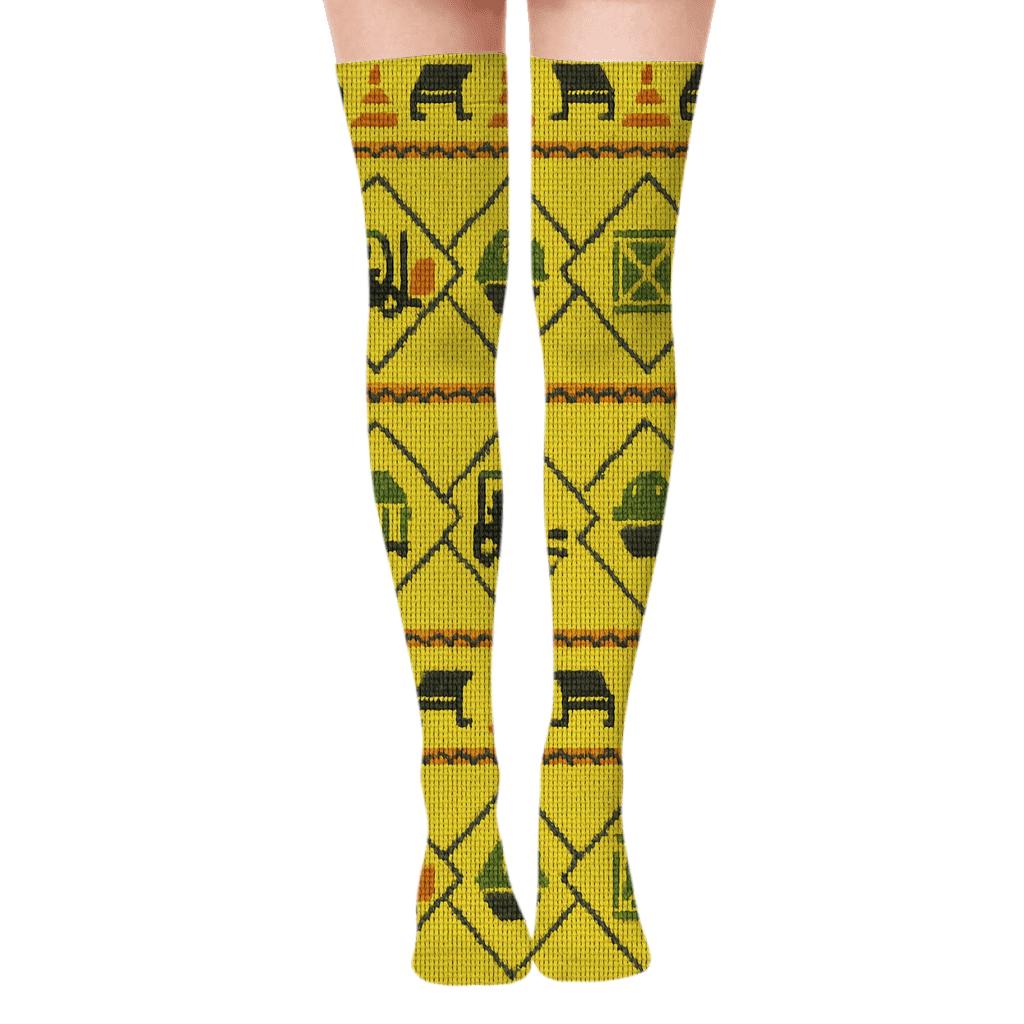Pallet Lattice Rhythm with Forklift operator Highlights Over-the-Knee Socks