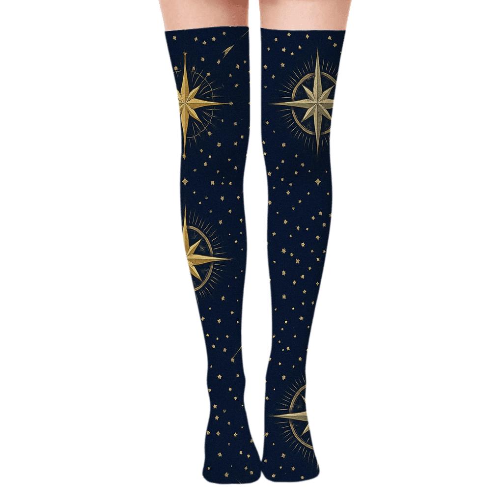 Star of Bethlehem Radiant Medallion Lattice Over-the-Knee Socks