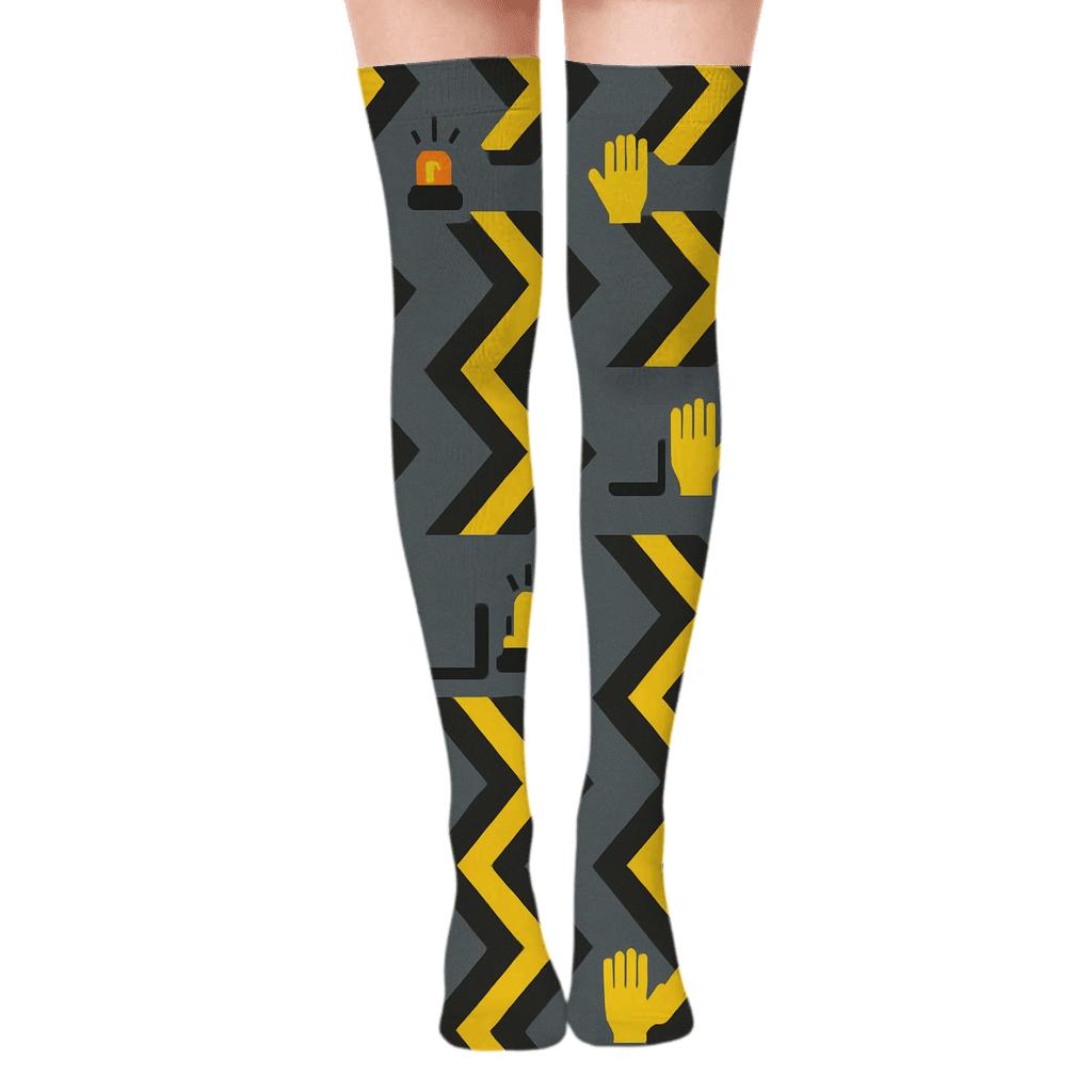 Forklift operator-Grade Dock Chevron Blueprint Over-the-Knee Socks