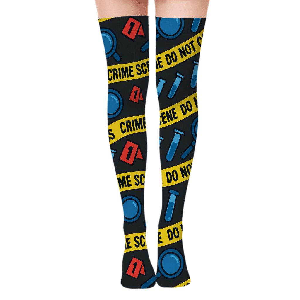 Evidence Tape Waves for the Forensic scientist Over-the-Knee Socks