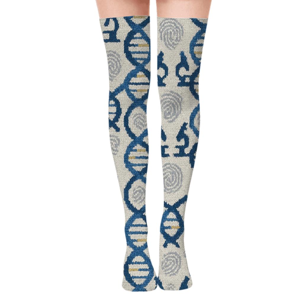 Knitted Pattern Illusion Forensic scientist Helix Lattice Over-the-Knee Socks