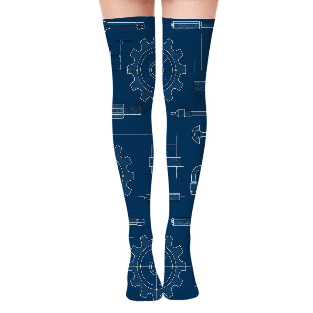 Blueprint Lattice for the Mechanical engineer Over-the-Knee Socks