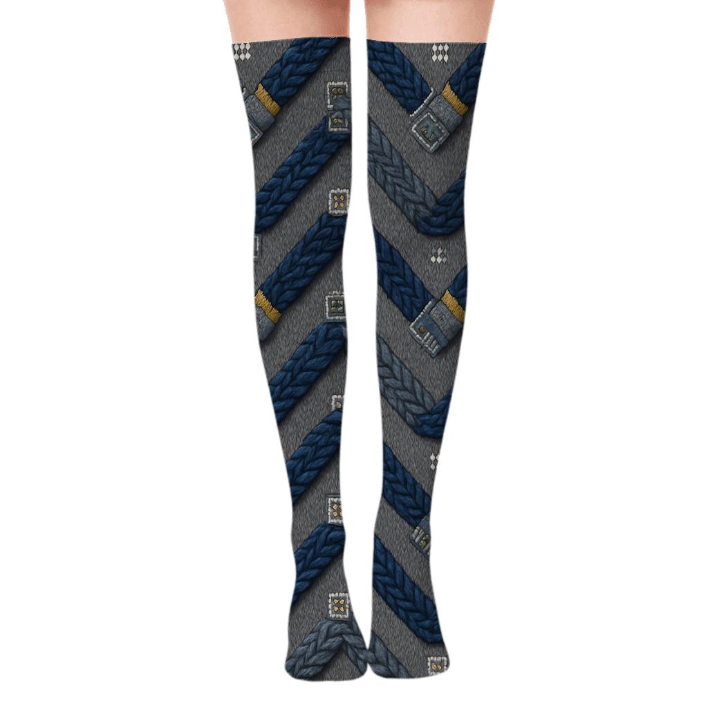 Cable Chevron for the Network administrator Over-the-Knee Socks