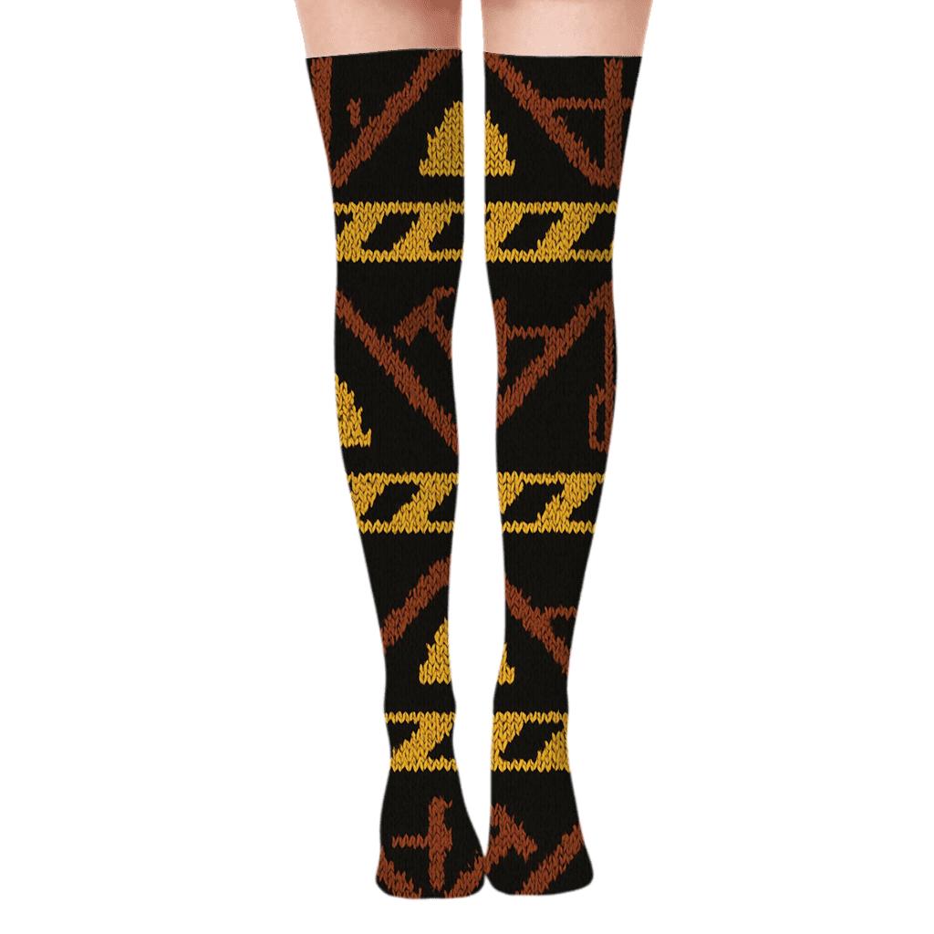 Construction worker Chevron Scaffolding Knit Illusion Over-the-Knee Socks